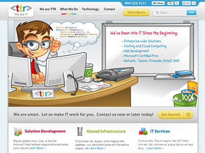 TTR Homepage cartoon homepage concept mascot tech web design