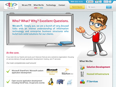 TTR - What We Do (About Us) interior page design mascot tech web design