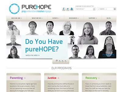 PureHOPE Homepage design development parallax web design web development wordpress