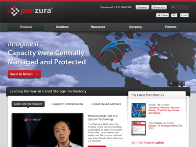 Panzura Homepage cloud slider tech technology web design web development website design wordpress