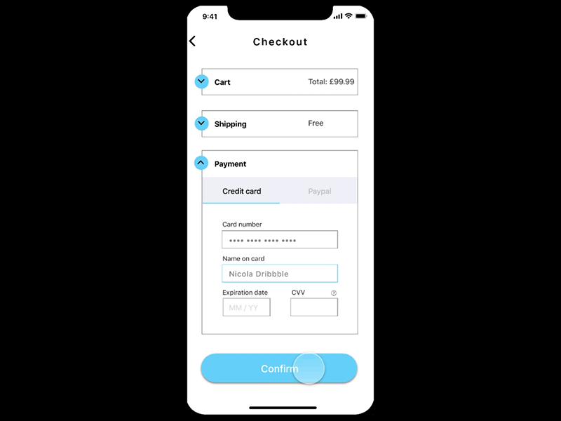 Daily UI :: 002 - Credit Card Checkout credit card checkout dailui dailyui dailyui 002 design designapp framer gif iphone iphonedesign mobile sketch sketch app ui ux uigif ux