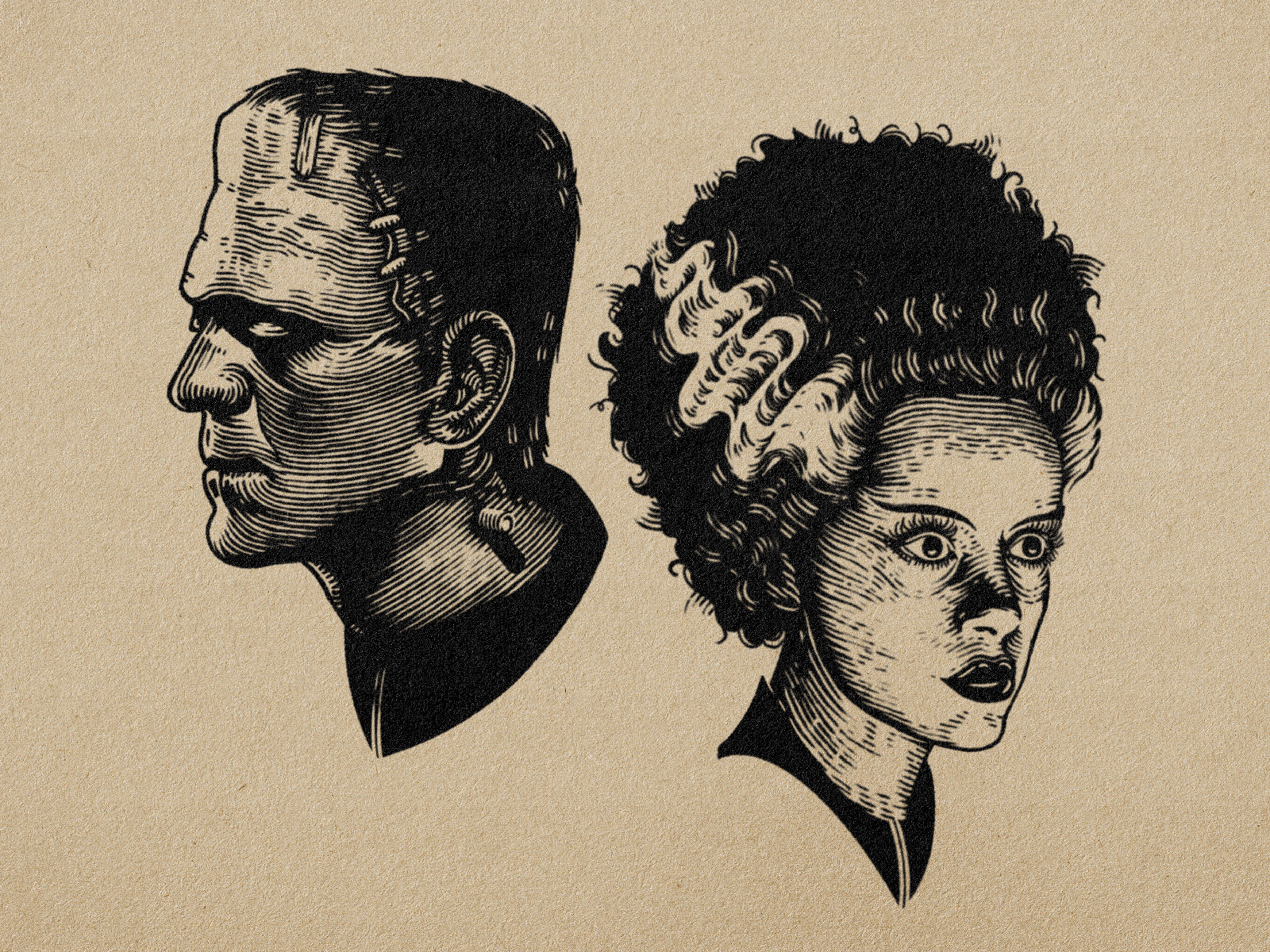 Frankenstein's Monster and his Bride. by Molli Ross on Dribbble