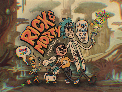 Rubber hose Rick & Morty Illustration