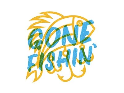 Gone Fishin' fish hand lettering illustration lettering letterpress multiply summer vector
