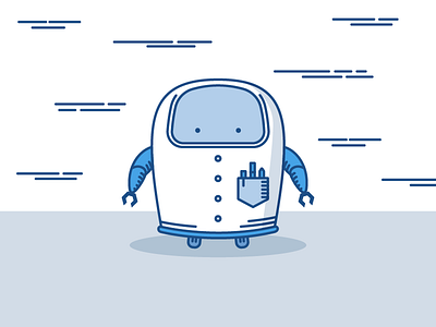 Lil' Robot–part deux blue character illustration line illustration monochrome robot