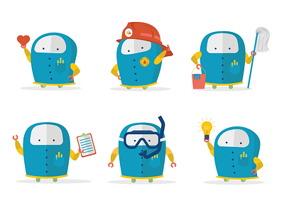 Lil' robot guy, part deux brand character columbus flat illustrate illustration mascot ohio poses robot vector vector illustration