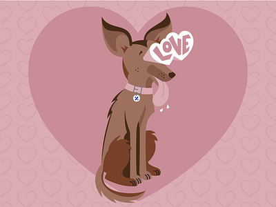 Happy Valentines Day from Roscoe! columbus cute dog dog illustration hearts illustration love pink valentines day