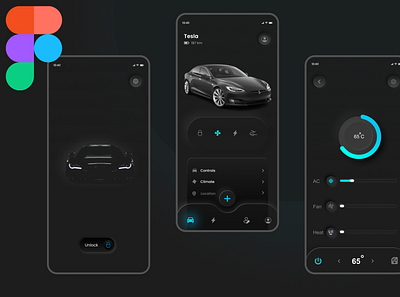 Dark UI/ Neumorphism Tesla App design 3d animation app appdesigning branding design graphic design illustration logo motion graphics ui uiux ux uxdesign