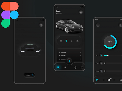 Dark UI/ Neumorphism Tesla App design 3d animation app appdesigning branding design graphic design illustration logo motion graphics ui uiux ux uxdesign