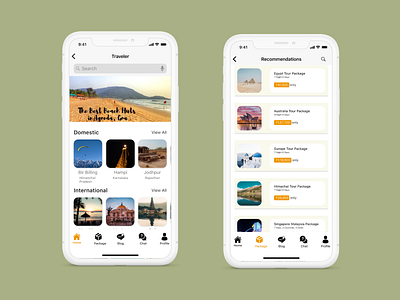 Travel app home screen and trip list screen by Nitish Rastogi on Dribbble