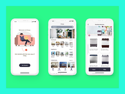 Rental app furniture home appliances ios app kiraya mobile app rental app ui user interface design