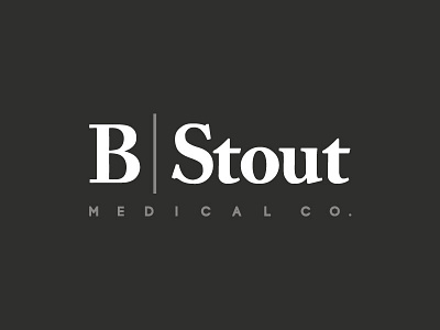 B Stout Medical Co. custom typography device logo medical serif silver foil