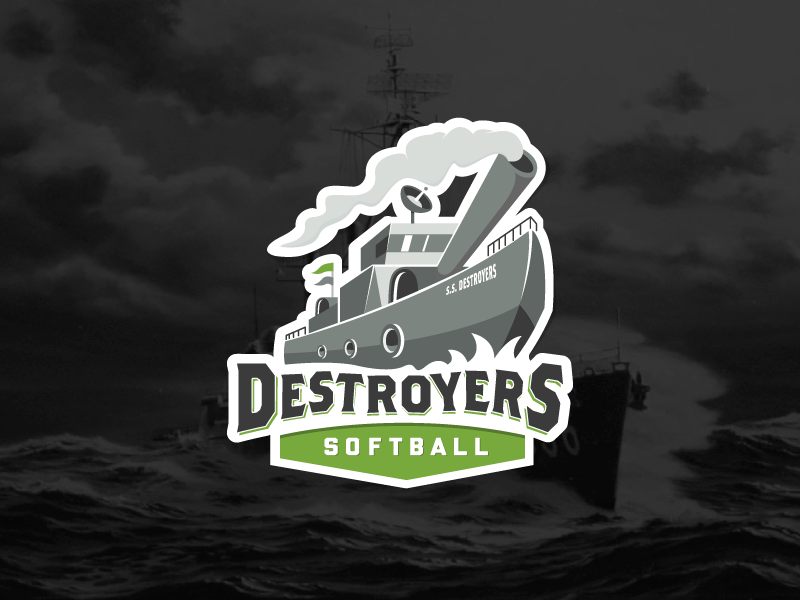 Destroy!!! baseball branding green identity logo san diego softball