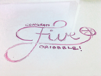 Dribble Is Five 5th anniversary dribbble hand lettering pink playoff rebound whiteboard