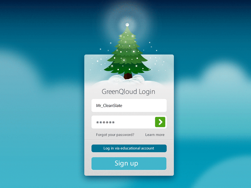 Shimmering Login blue christmas holiday login sign up tree