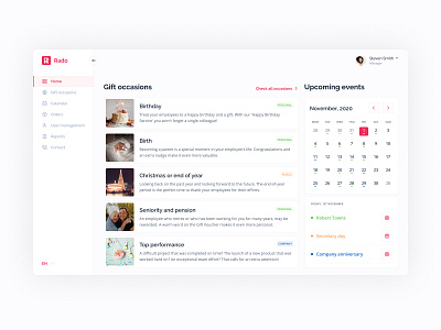 Gift managment app #1 app calendar card dashboard design event gift menu navigation planning ui ux web