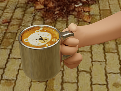 3D hand holding a cup of coffe 3d blender coffee hand