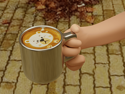 3D hand holding a cup of coffe