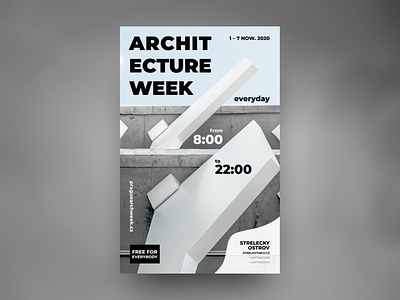 Poster for ARCHITECTURE WEEK in Prague branding design flat illustration typography vector
