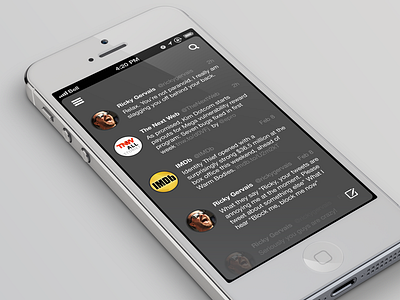 Avenue App: Dark Theme app design feed flat grey ios iphone minimalist simplistic sketch sketchapp twitter ui ux