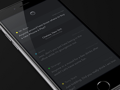 Push It — Simple Messaging chat clean dark ios iphone location messaging minimalist mobile sketch ui