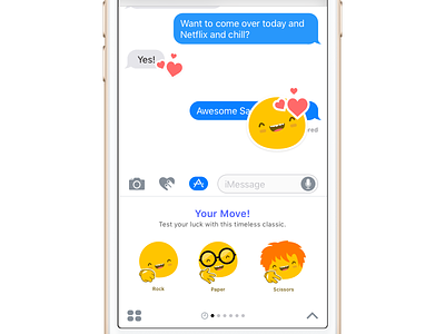 Rock, Paper, Scissors: iMessage App for iOS 10 colorful cute emoji game imessage imessage app ios10 message simple