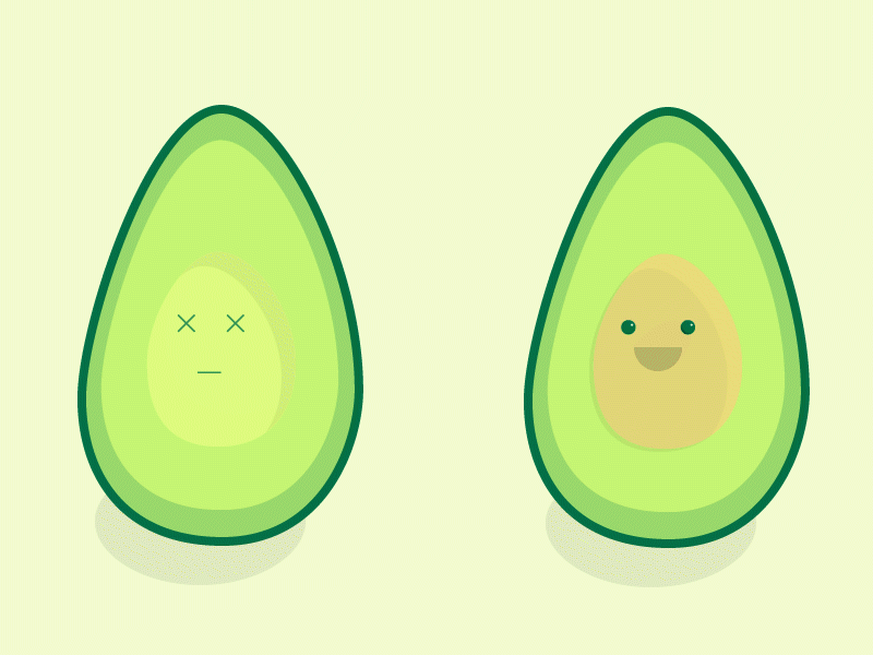 Avocado Animation after effects animation avocado cute fruit green illustrator monochromatic motion vector