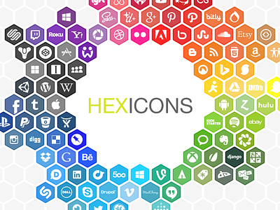 Hexicons - Version 7 Update brand flat hexagon icons social media technology