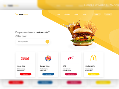 Food website mockup branding flat food illustration mockup ui web website