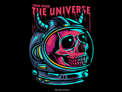 take over the universe alien apparel design astronaut death design for sale galaxy illustration light merchband skull space take over tshirt design ufo universe war