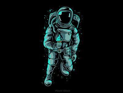 Spacecream apparel design artwork astronaut cartoon cosmic cosmonaut design for sale galaxy ice cream illustration merchband tshirt design vector
