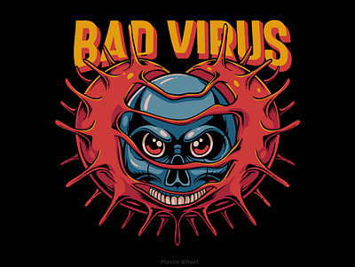 bad virus apparel design bad cartoon corona design for sale illustration merchband metal monster skull stay safe stayhome tshirt design virus