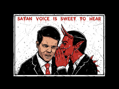 Satan Voice apparel design cartoon dead design for sale devil whisper illustration merch design metal satan satan whisper