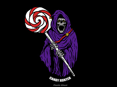 Candy hunter apparel design design design for sale grim reaper illustration merch merchband metal skull tshirt art tshirt design