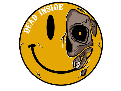 Dead Inside apparel design artwork black illustration cartoon dead inside death design design for sale emoticon illustration logo merch merchband metal skeleton skull skull and crossbones smile