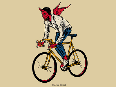 Go to health or hell artwork bicycle bike bikers cartoon devil devil wings healhty life health illustration merch satan sport vector