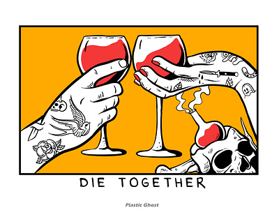 die together apparel design artwork cartoon design design for sale illustration merchband metal skull tattoo tattoo design traditional tattoo wine wine glass