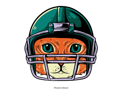 Cat American Football Player american football animal apparel design artwork cartoon cat design for sale helmet illustration kitten kitty merchband rugby sport wild