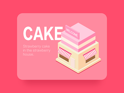 Strawberry cake 2.5D_Illustration 2.5d ai cake icon illustration strawberry ui