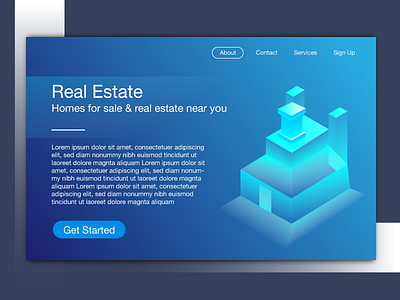 Real Estate Landing Page clean color creative illustration isomatric landing page landing page concept