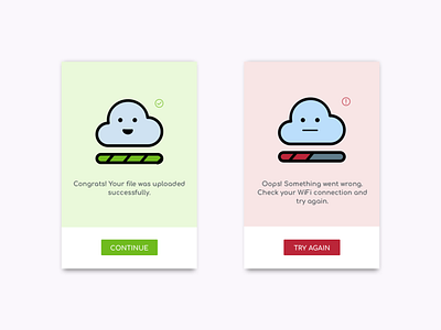 Daily UI 011 - Flash Messages (Success & Failure) clouds daily 100 daily ui dailyui011 flash messages sketch ui