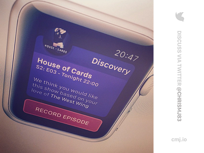 TV Notification - Apple Watch App app apple button card iwatch record sans sketch tv ui ux watch