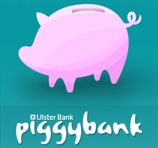 Piggybank bank logo northern ireland pig piggy pink typography