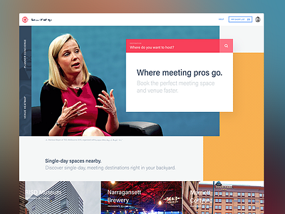 WIP - Meeting venue search landing page design landing meeting page search venue visual web