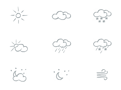 Weather iconography drawn forecast hand icons weather