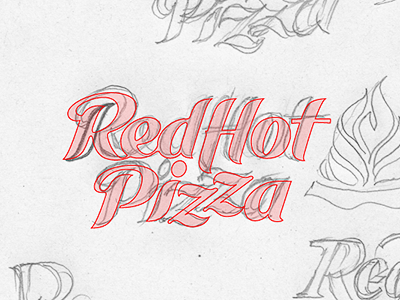 Red Hot Pizza Sketch brush craft custom design hand hot ivan logo logotype manolov pizza red sketch treatment type typography