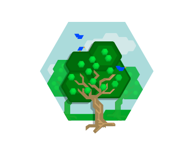 Tree birds blue geometry illustration tree