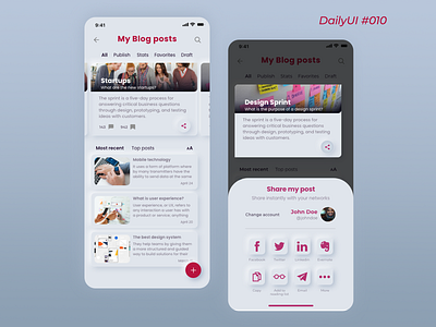 Daily UI #010 - Social Share app blog dailyui design share social share ui ui design ux uxdesign