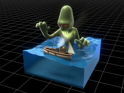 cthulhu 3d animation boat cthulhu sea