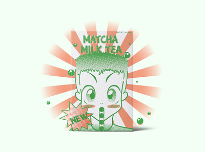 PaoCha Instant Milk Tea Packs｜Matcha Milk Tea boba design graphic design illustraion illustration packaging matcha milk tea milk tea package design packaging paocha 包装 包装设计